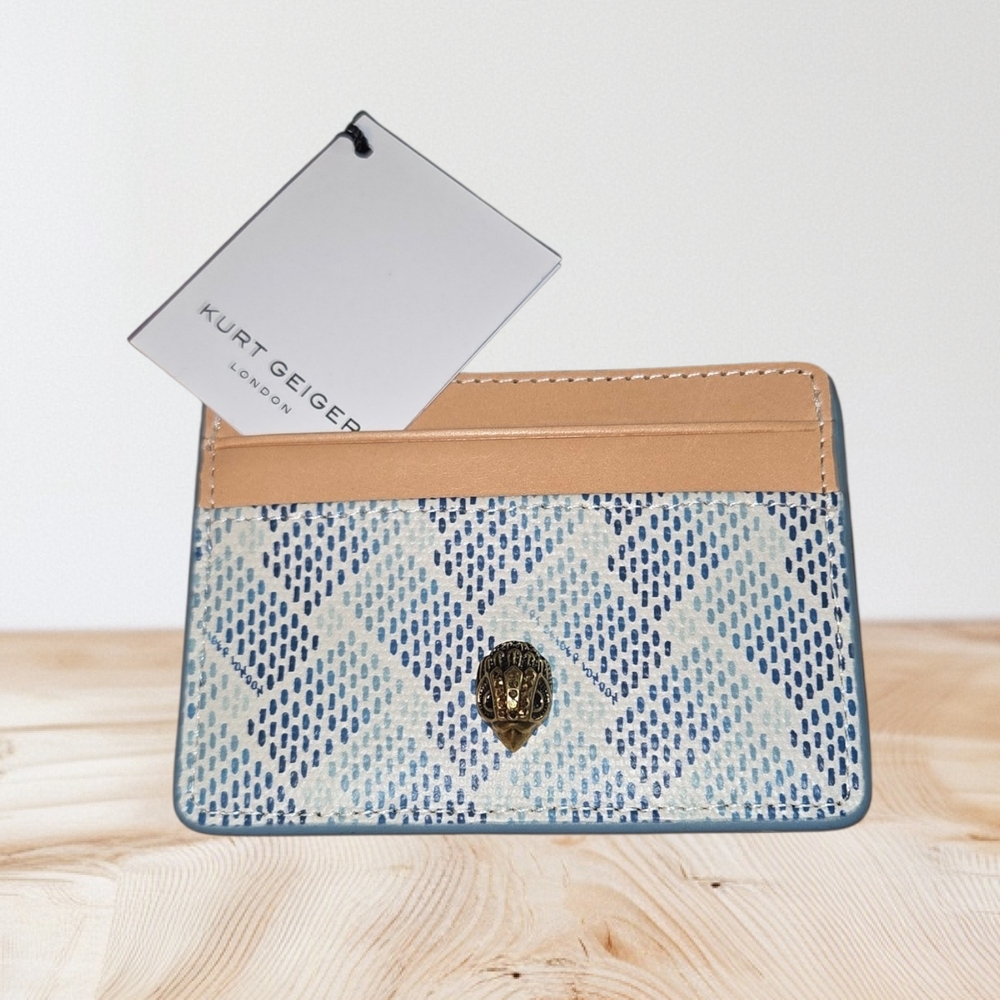Kurt Geiger Camden Cream/Light Blue Credit Card Holder, NWT